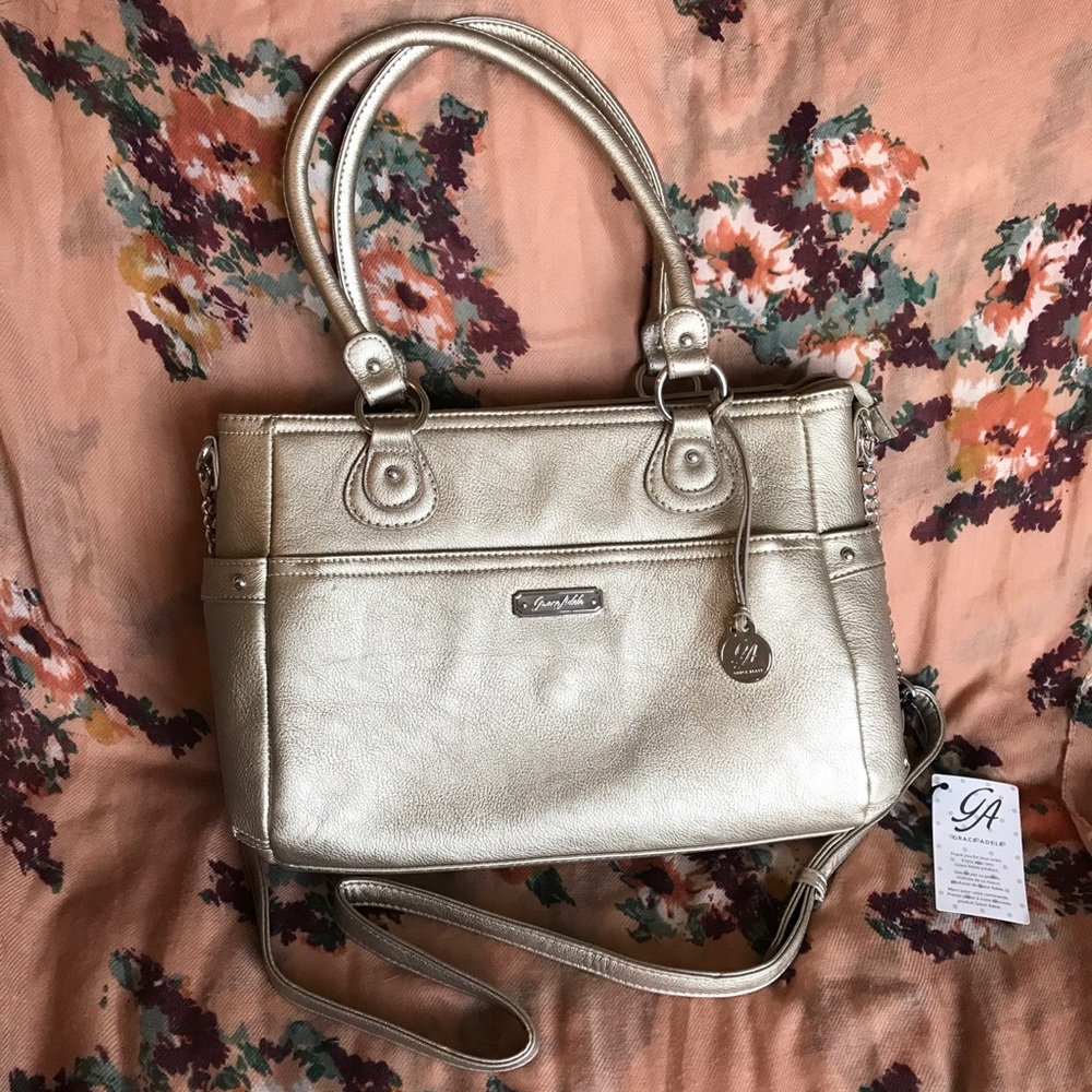 🆕 Large Gold Grace Adele Heather Handbag!